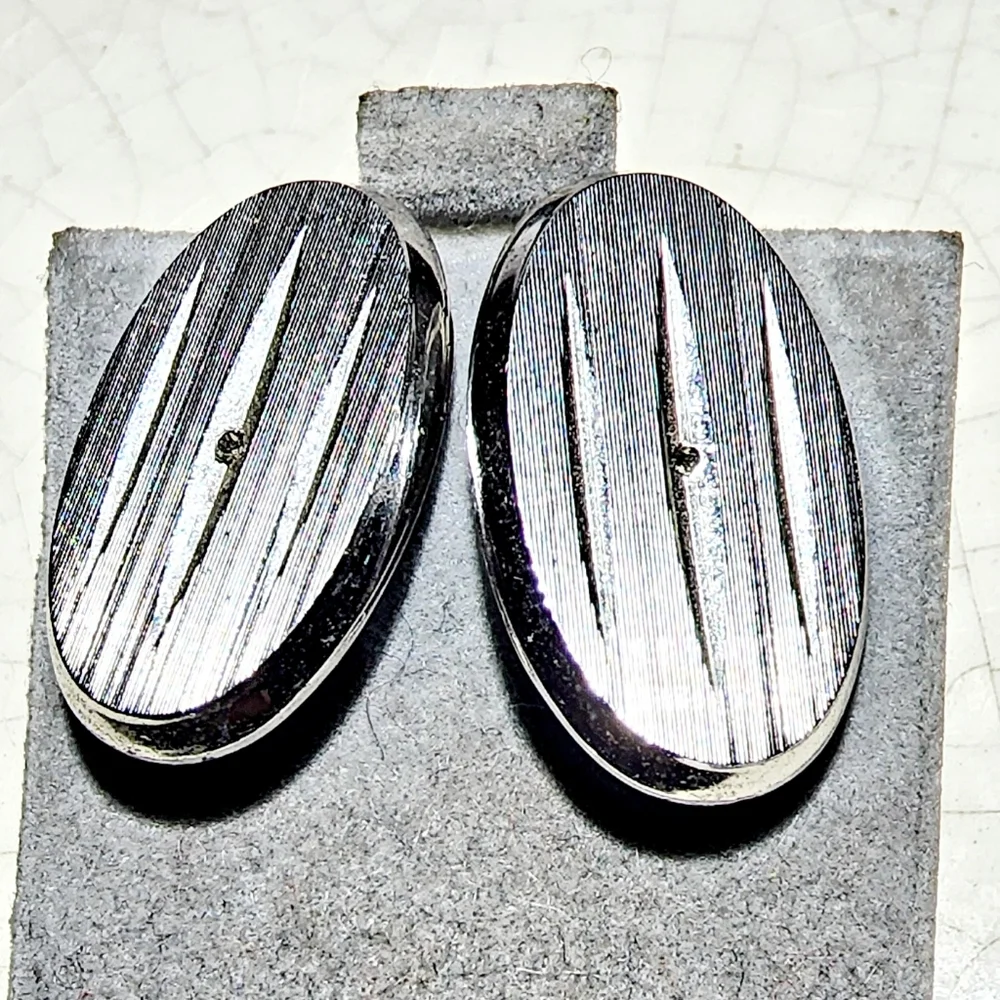 Swank sterling silver mid century modern oval men's cufflinks